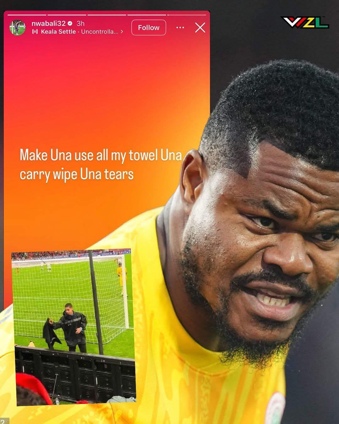 «كوميديا سوداء في بطولة إفريقيا.. حارس نيجيريا يسخر: مسحوا دموعكم بالفوط التي سُرقت مني!»