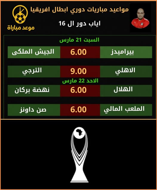 مواعيد مباريات إياب ربع نهائي دوري ابطال افريقيا 2026.