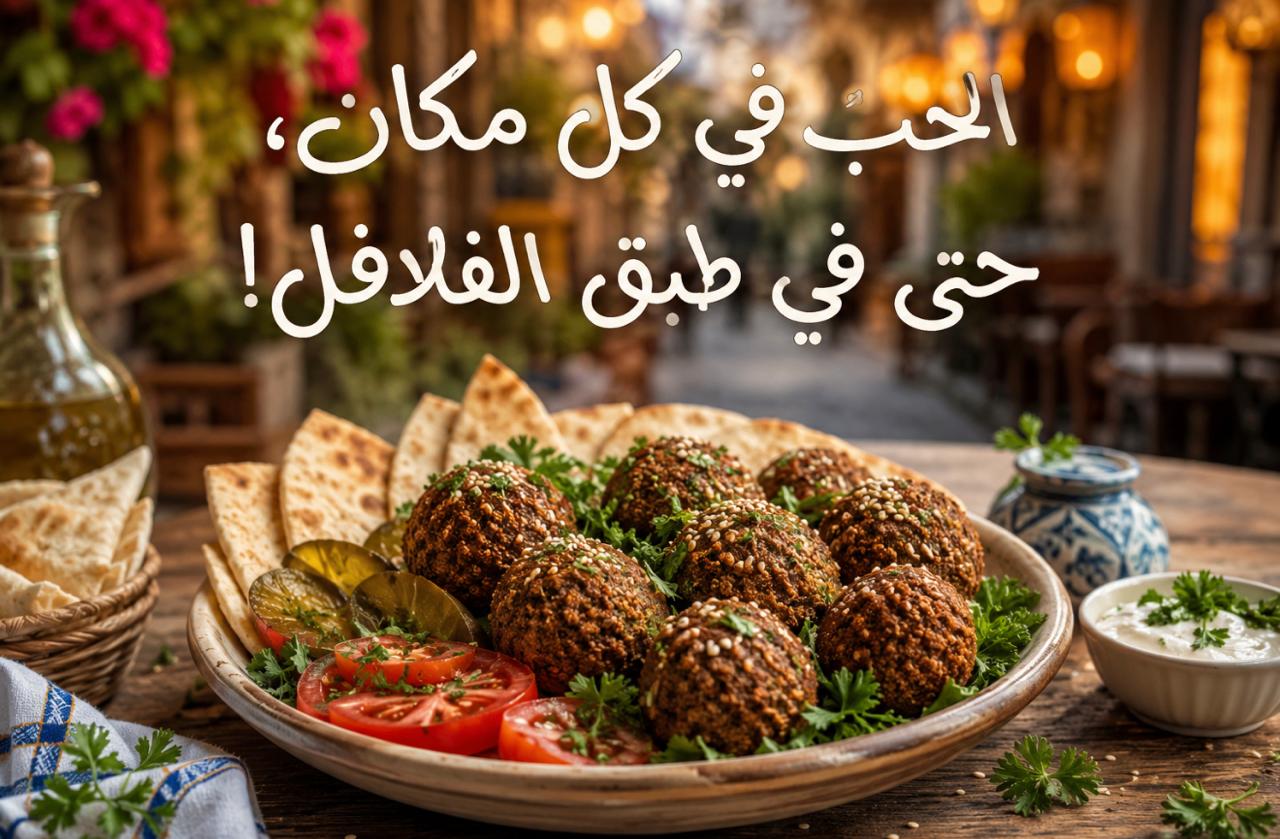 الحب في كل مكان حتى في طبق الفلافل!